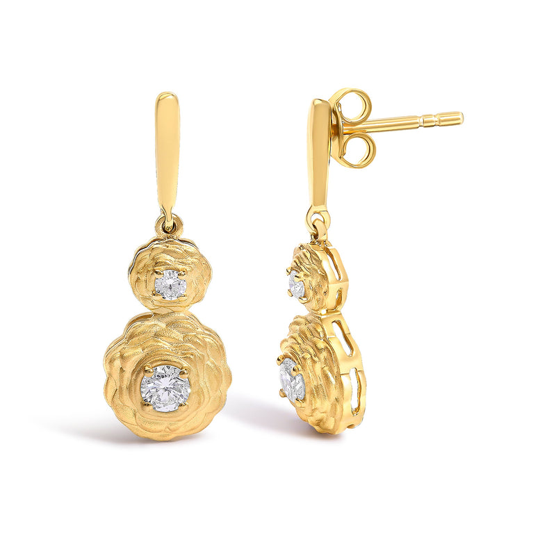 Bids.com 14K Yellow Gold Plated Sterling Silver 1/2 Cttw Lab Grown Diamond Matte Finish Drop Earrings Earrings