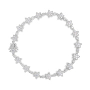 Bids.com 14K White Gold 1 1/5 Cttw Round Diamond Flower Blossom Link Bracelet (H-I Color, SI1-SI2 Clarity) - Size 7" Bracelets