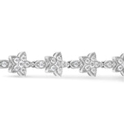 Bids.com 14K White Gold 1 1/5 Cttw Round Diamond Flower Blossom Link Bracelet (H-I Color, SI1-SI2 Clarity) - Size 7" Bracelets