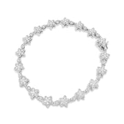 Bids.com 14K White Gold 1 1/5 Cttw Round Diamond Flower Blossom Link Bracelet (H-I Color, SI1-SI2 Clarity) - Size 7" Bracelets