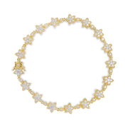 Bids.com 14K White Gold 1 1/5 Cttw Round Diamond Flower Blossom Link Bracelet (H-I Color, SI1-SI2 Clarity) - Size 7" Bracelets