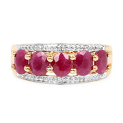 Bids.com 14K Yellow Gold Plated 1.90 Carat Genuine Ruby .925 Sterling Silver Ring Rings