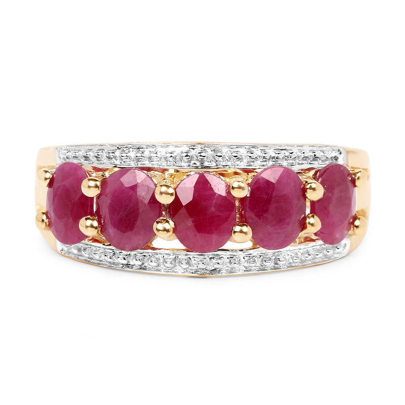 Bids.com 14K Yellow Gold Plated 1.90 Carat Genuine Ruby .925 Sterling Silver Ring Rings
