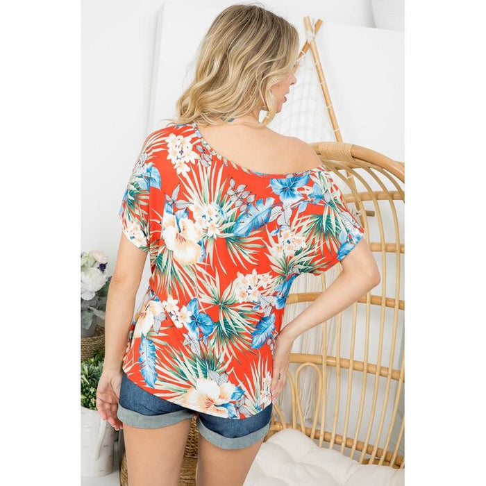 TROPICAL ONESHOULDER TOP