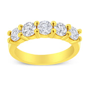 Bids.com 14K Yellow Gold Plated .925 Sterling Silver 1 1/2 Cttw Shared Prong Set Brilliant Round-Cut Diamond Anniversary or Wedding Band Ring (K-L Color, SI2-I1 Clarity) - Size 7 Rings
