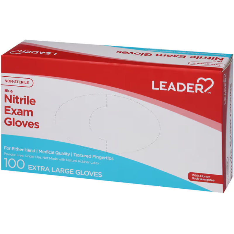 Leader Leader Nitrile Exam Gloves, Powder-Free & Latex-Free, Medium, 100 Count Disposable Gloves