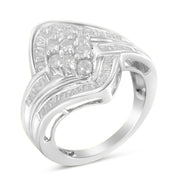 Bids.com 10K White Gold Diamond Bypass Cluster Ring (1 Cttw, I-J Color, I2-I3 Clarity) - Size 7 Rings