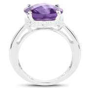 Bids.com 5.60 Carat Genuine Amethyst .925 Sterling Silver Ring Rings