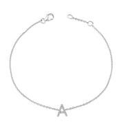 Bids.com 10K White Gold Diamond Accent "A" Initial Charm and Link Bracelet Bracelets