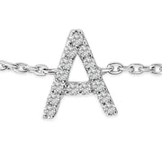 Bids.com 10K White Gold Diamond Accent "A" Initial Charm and Link Bracelet Bracelets