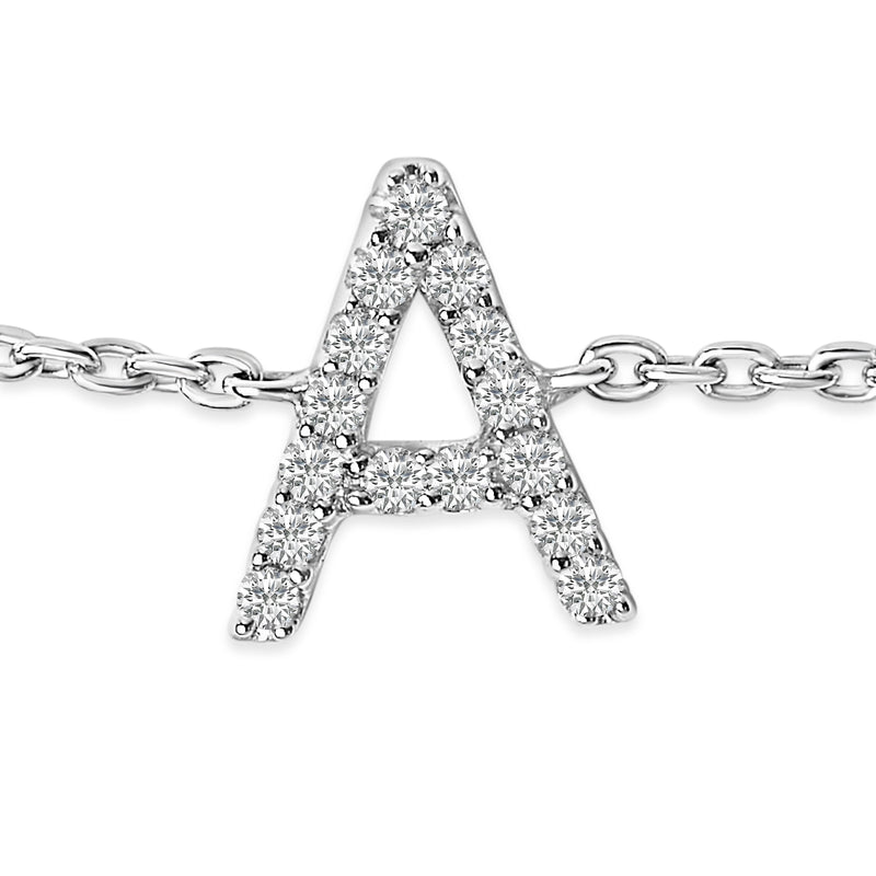 Bids.com 10K White Gold Diamond Accent "A" Initial Charm and Link Bracelet Bracelets