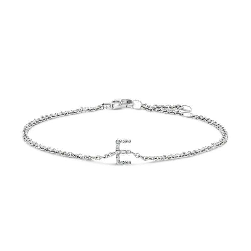 Bids.com 10K White Gold Diamond Accent "A" Initial Charm and Link Bracelet Bracelets