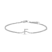 Bids.com 10K White Gold Diamond Accent "A" Initial Charm and Link Bracelet Bracelets
