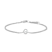 Bids.com 10K White Gold Diamond Accent "A" Initial Charm and Link Bracelet Bracelets