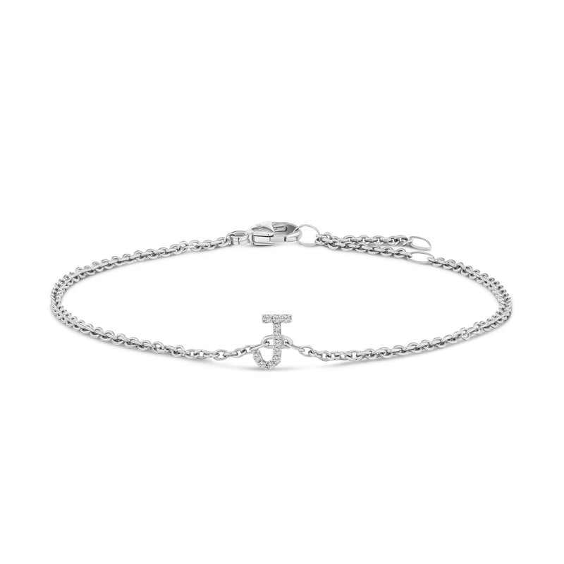 Bids.com 10K White Gold Diamond Accent "A" Initial Charm and Link Bracelet Bracelets