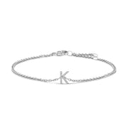 Bids.com 10K White Gold Diamond Accent "A" Initial Charm and Link Bracelet Bracelets