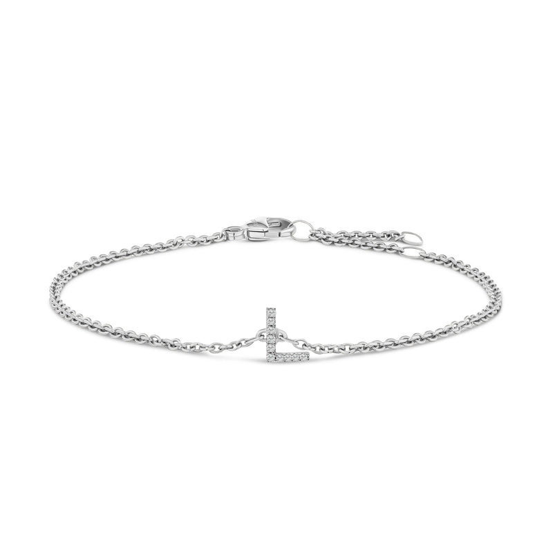 Bids.com 10K White Gold Diamond Accent "A" Initial Charm and Link Bracelet Bracelets