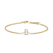 Bids.com 10K White Gold Diamond Accent "A" Initial Charm and Link Bracelet Bracelets