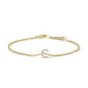 Bids.com 10K White Gold Diamond Accent "A" Initial Charm and Link Bracelet Bracelets