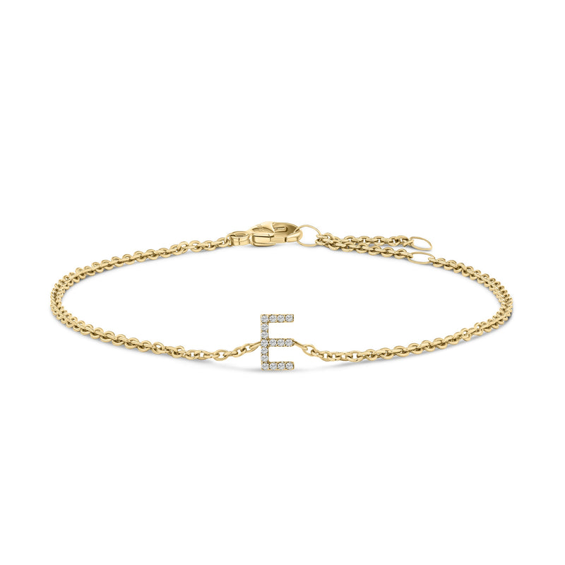 Bids.com 10K White Gold Diamond Accent "A" Initial Charm and Link Bracelet Bracelets