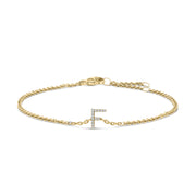 Bids.com 10K White Gold Diamond Accent "A" Initial Charm and Link Bracelet Bracelets