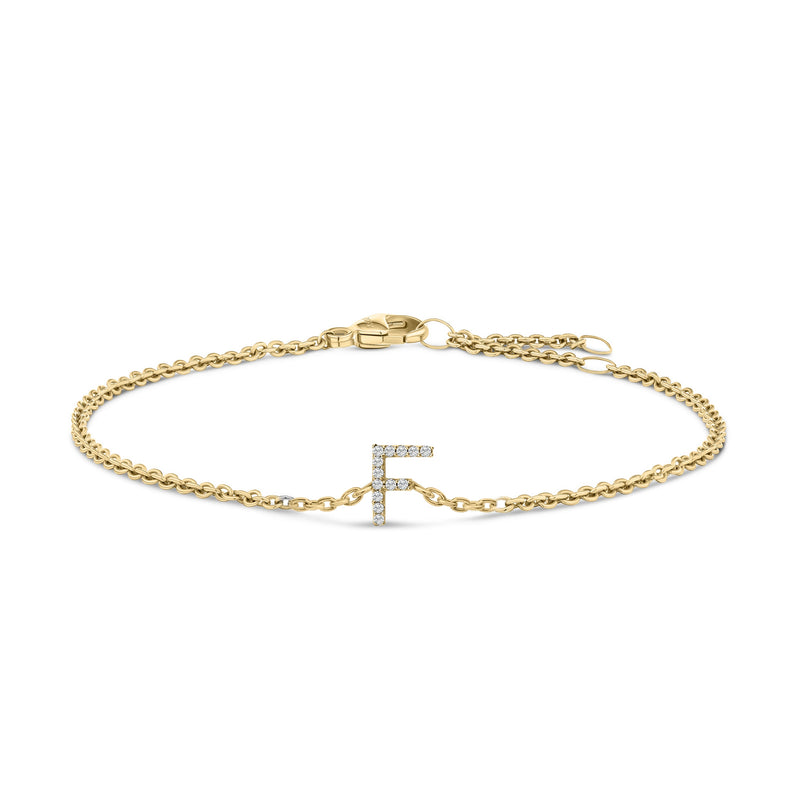 Bids.com 10K White Gold Diamond Accent "A" Initial Charm and Link Bracelet Bracelets