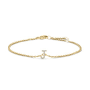 Bids.com 10K White Gold Diamond Accent "A" Initial Charm and Link Bracelet Bracelets