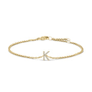 Bids.com 10K White Gold Diamond Accent "A" Initial Charm and Link Bracelet Bracelets