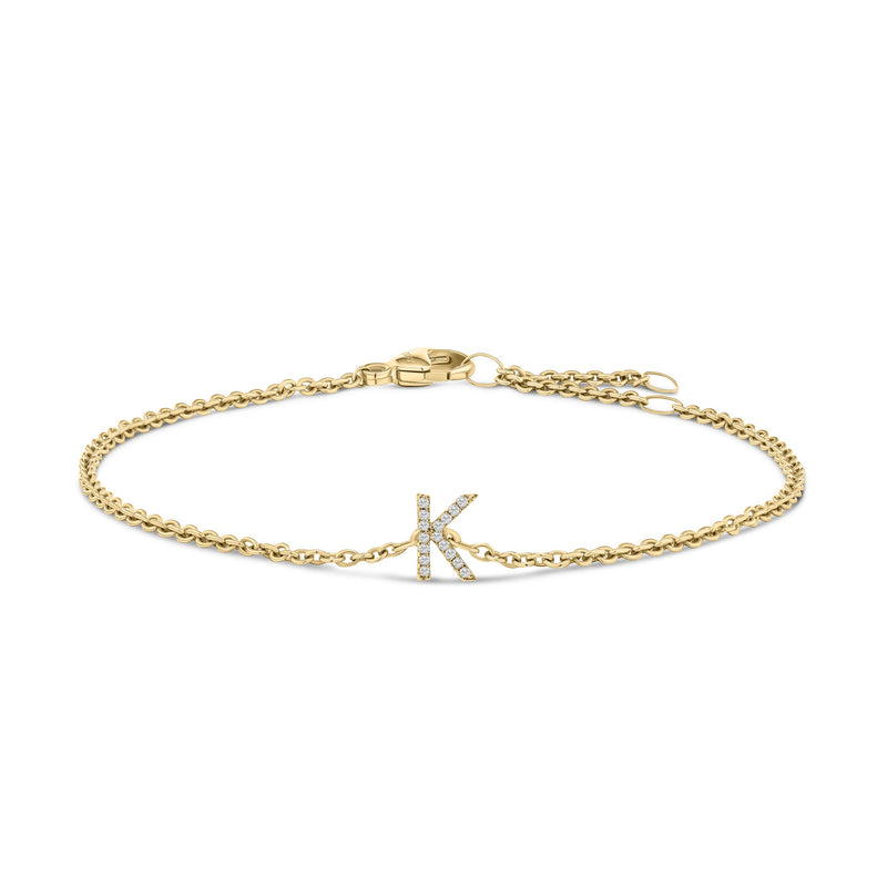 Bids.com 10K White Gold Diamond Accent "A" Initial Charm and Link Bracelet Bracelets