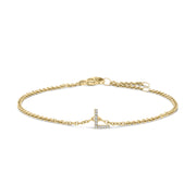 Bids.com 10K White Gold Diamond Accent "A" Initial Charm and Link Bracelet Bracelets