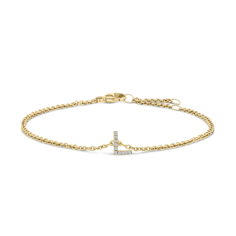 Bids.com 10K White Gold Diamond Accent "A" Initial Charm and Link Bracelet Bracelets