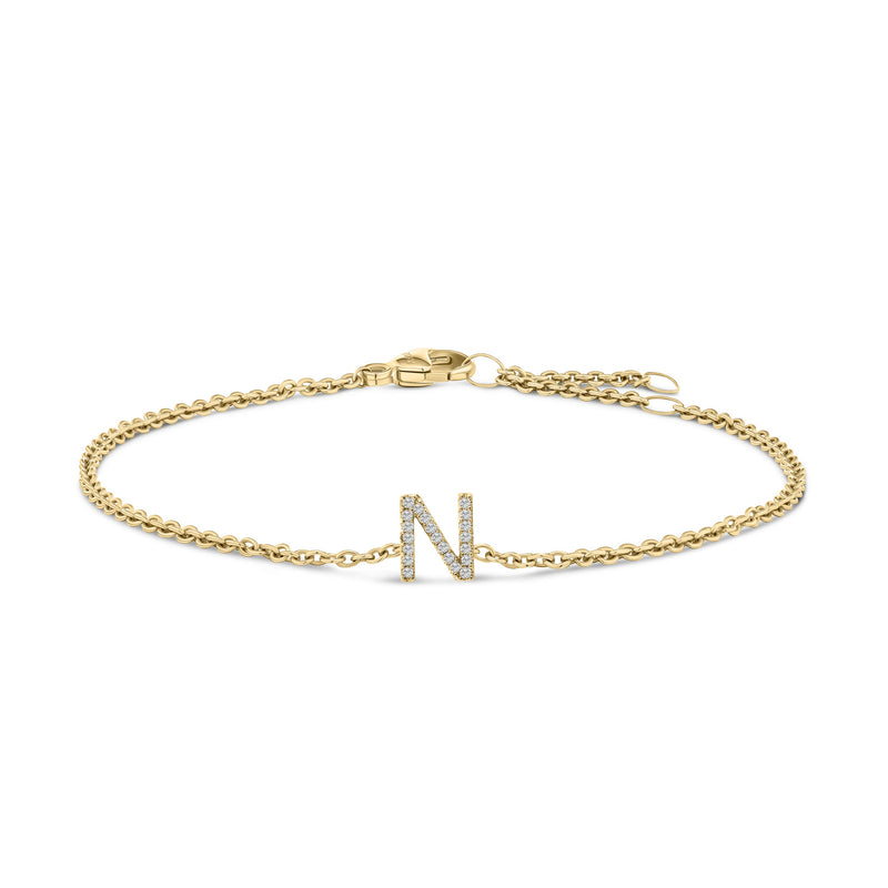 Bids.com 10K White Gold Diamond Accent "A" Initial Charm and Link Bracelet Bracelets