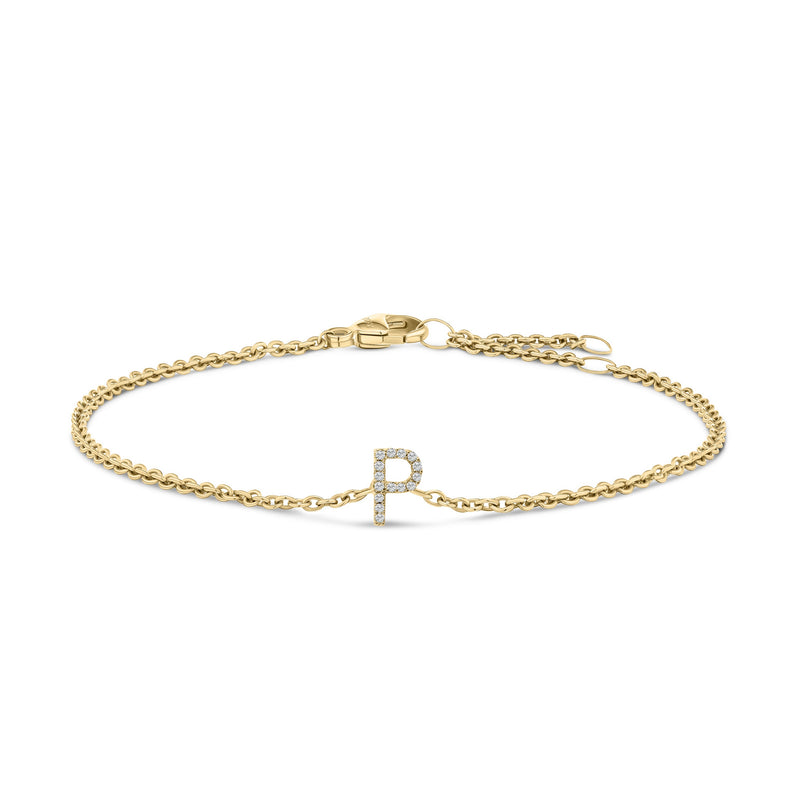 Bids.com 10K White Gold Diamond Accent "A" Initial Charm and Link Bracelet Bracelets