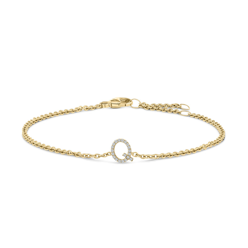 Bids.com 10K White Gold Diamond Accent "A" Initial Charm and Link Bracelet Bracelets