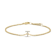 Bids.com 10K White Gold Diamond Accent "A" Initial Charm and Link Bracelet Bracelets