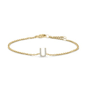 Bids.com 10K White Gold Diamond Accent "A" Initial Charm and Link Bracelet Bracelets