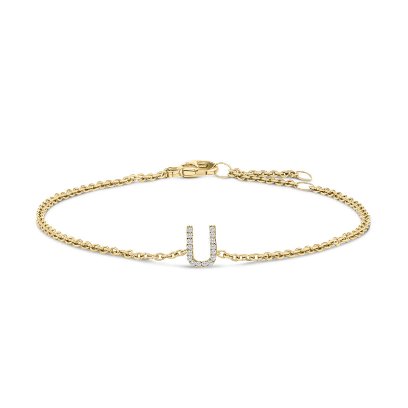 Bids.com 10K White Gold Diamond Accent "A" Initial Charm and Link Bracelet Bracelets
