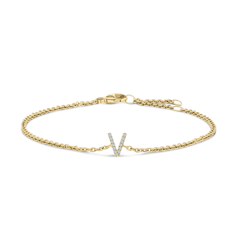 Bids.com 10K White Gold Diamond Accent "A" Initial Charm and Link Bracelet Bracelets