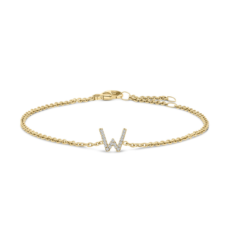 Bids.com 10K White Gold Diamond Accent "A" Initial Charm and Link Bracelet Bracelets