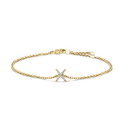 Bids.com 10K White Gold Diamond Accent "A" Initial Charm and Link Bracelet Bracelets