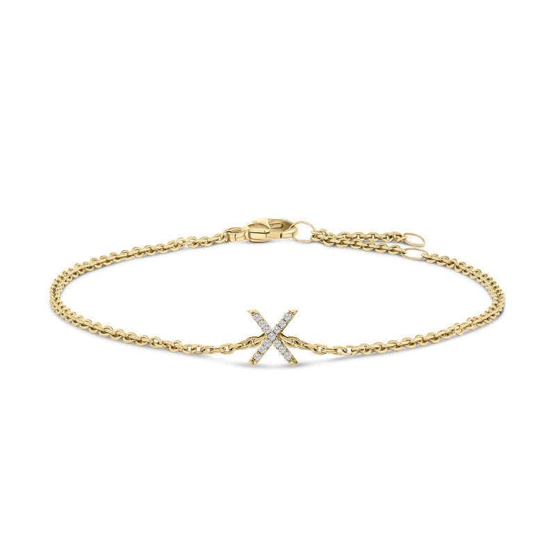 Bids.com 10K White Gold Diamond Accent "A" Initial Charm and Link Bracelet Bracelets