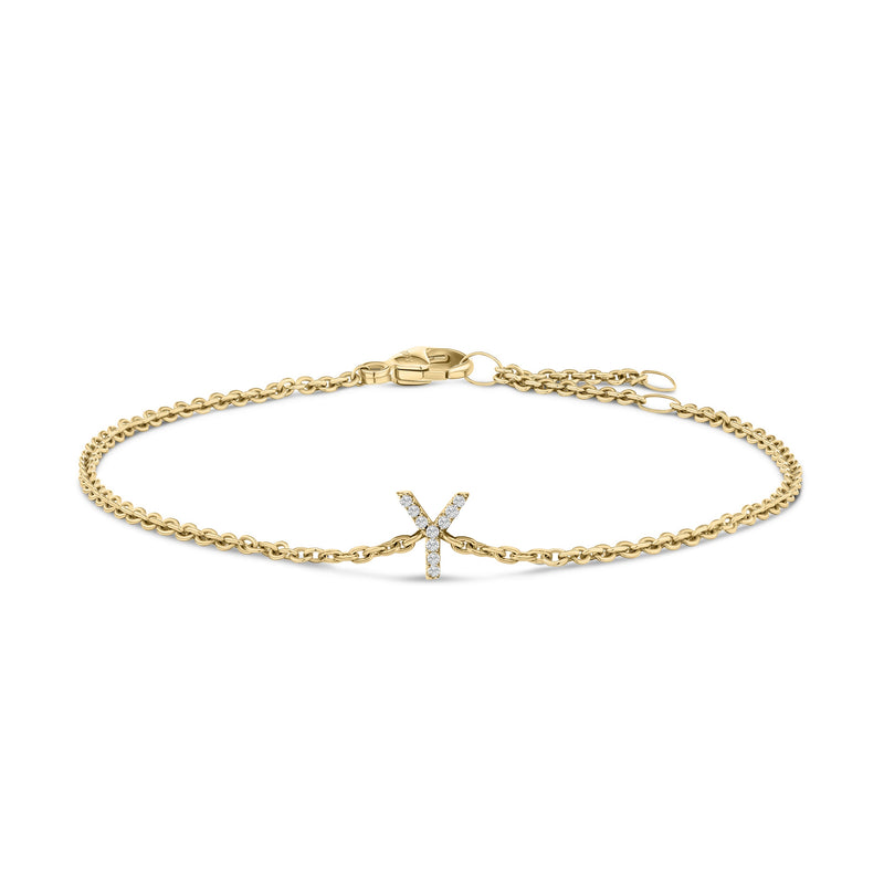 Bids.com 10K White Gold Diamond Accent "A" Initial Charm and Link Bracelet Bracelets