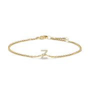Bids.com 10K White Gold Diamond Accent "A" Initial Charm and Link Bracelet Bracelets