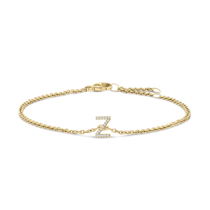 Bids.com 10K White Gold Diamond Accent "A" Initial Charm and Link Bracelet Bracelets