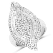 Bids.com 1.22 Carat Genuine White Diamond .925 Sterling Silver Ring Rings