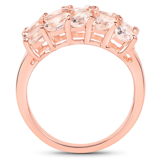 Bids.com 14K Rose Gold Plated 3.30 Carat Genuine Morganite .925 Sterling Silver Ring Rings