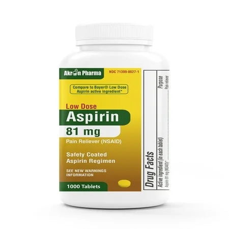 Akron Pharma Aspirin 81 mg Tablets 1000 Tablets Aspirin White Smoke