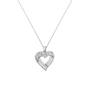 Bids.com Sterling Silver 7/8 cttw Baguette Diamond Heart Pendant Necklace (I-J, I2-I3) Necklaces