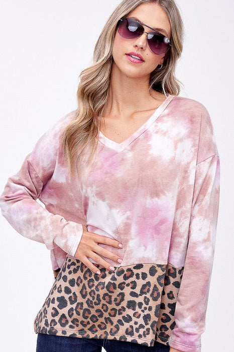 Cloud Tie Dye Cheetah Mix Boxy Top