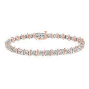 Bids.com Two-Tone 10K Yellow Gold over .925 Sterling Silver 1.0 Cttw Diamond S-Curve Link Miracle-Set Tennis Bracelet (I-J Color, I3 Clarity) - 7" Bracelets
